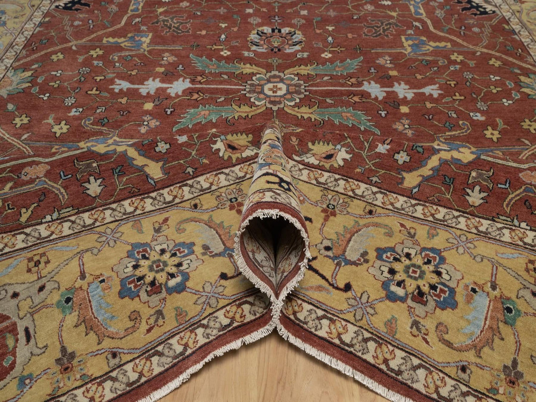 9'2" x 12'1" New Hand Knotted Red Wool Rectangle Oriental Rug - MOA10292811