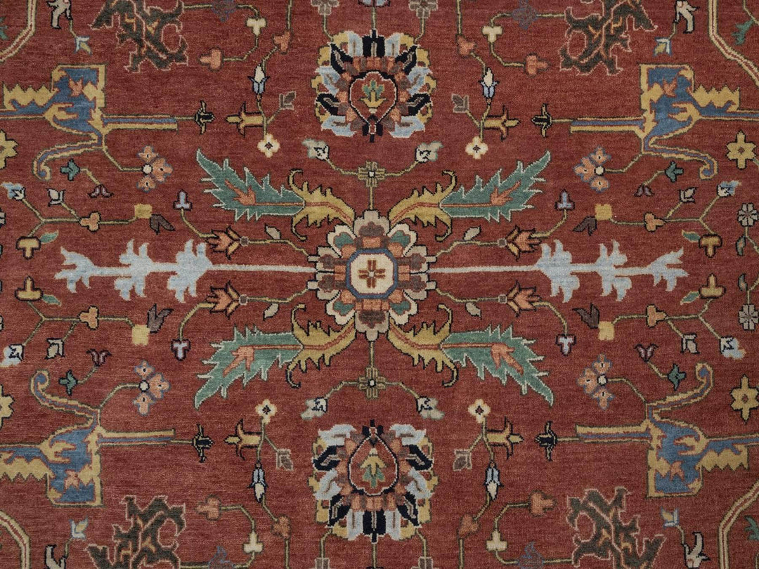 9'2" x 12'1" New Hand Knotted Red Wool Rectangle Oriental Rug - MOA10292811