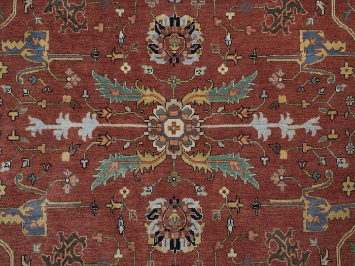 9'2" x 12'1" New Hand Knotted Red Wool Rectangle Oriental Rug - MOA10292811