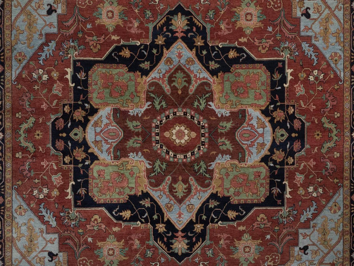 8'9" x 11'10" New Hand Knotted Red Wool Rectangle Oriental Rug - MOA10292812
