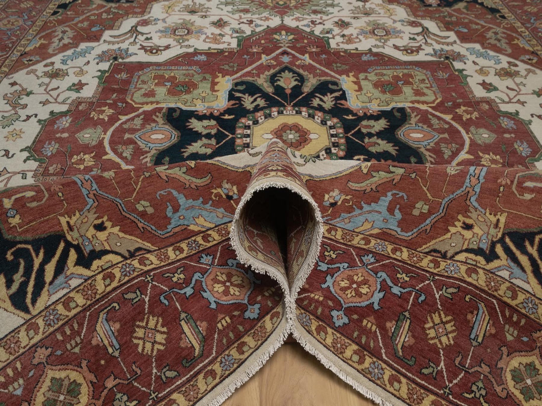9'1" x 12'0" New Hand Knotted Ivory Wool Rectangle Oriental Rug - MOA10292813