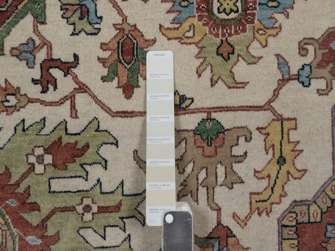 9'1" x 12'0" New Hand Knotted Ivory Wool Rectangle Oriental Rug - MOA10292813