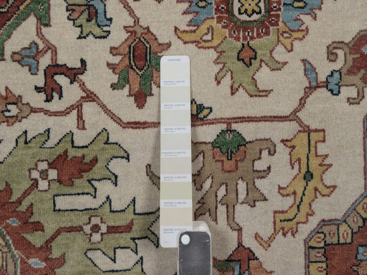 9'1" x 12'0" New Hand Knotted Ivory Wool Rectangle Oriental Rug - MOA10292813