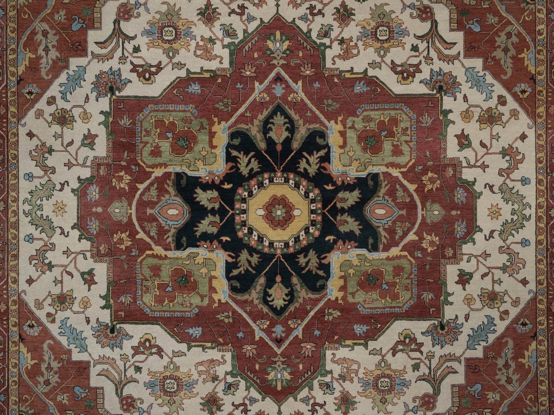 9'1" x 12'0" New Hand Knotted Ivory Wool Rectangle Oriental Rug - MOA10292813