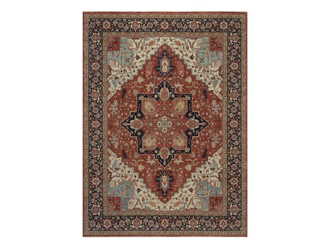8'8" x 11'11" New Hand Knotted Red Wool Rectangle Oriental Rug - MOA10292814