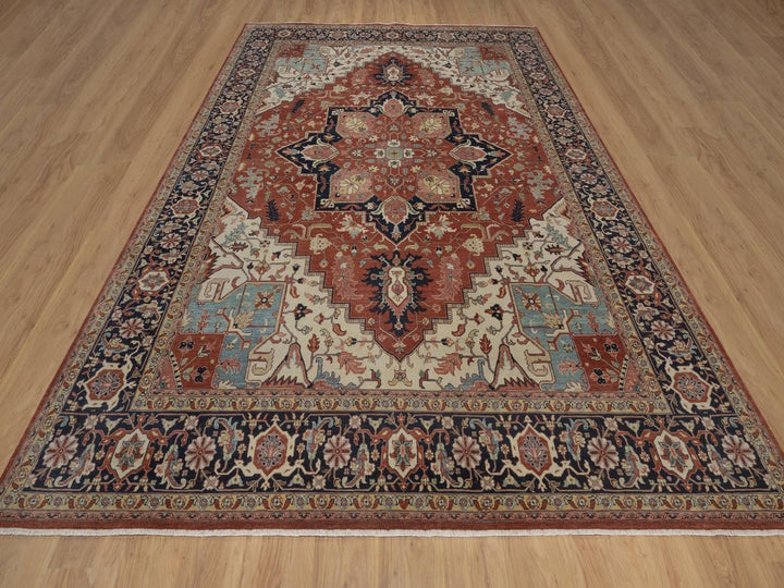 8'8" x 11'11" New Hand Knotted Red Wool Rectangle Oriental Rug - MOA10292814