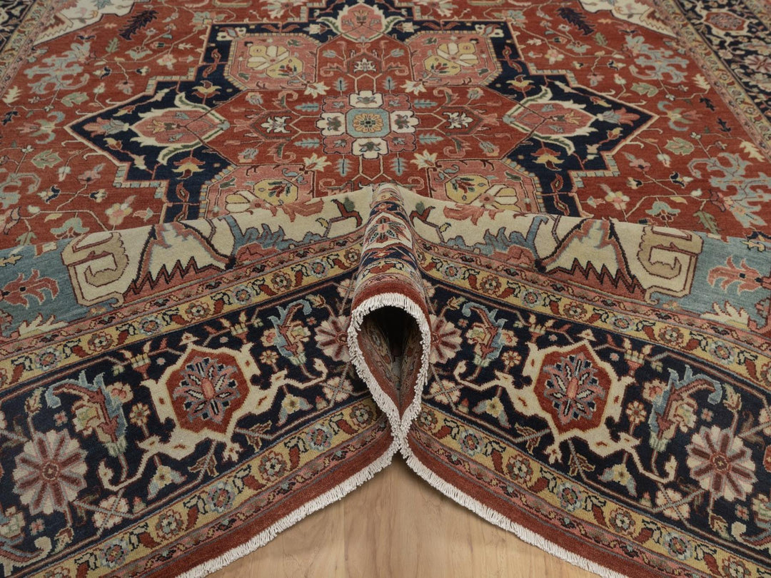 8'8" x 11'11" New Hand Knotted Red Wool Rectangle Oriental Rug - MOA10292814