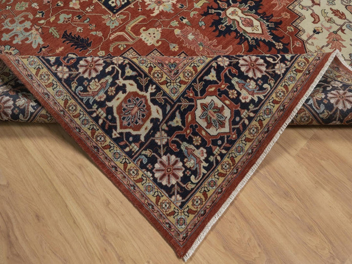 8'8" x 11'11" New Hand Knotted Red Wool Rectangle Oriental Rug - MOA10292814
