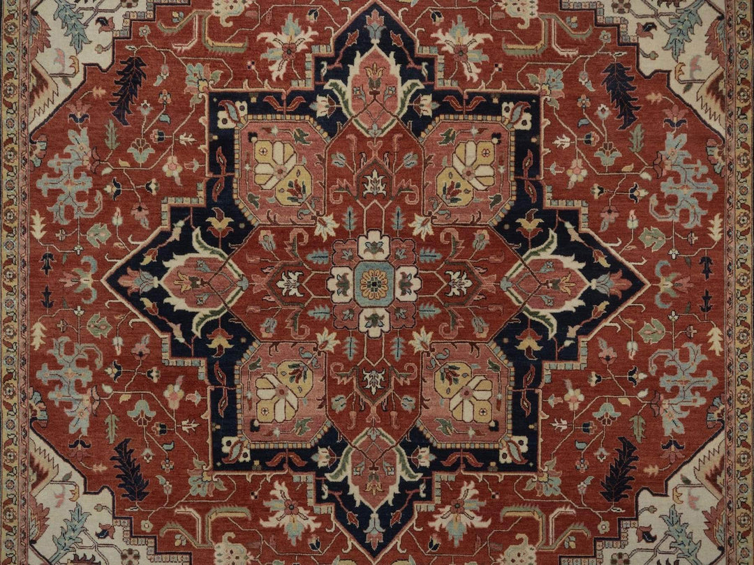 8'8" x 11'11" New Hand Knotted Red Wool Rectangle Oriental Rug - MOA10292814