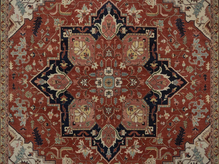 8'8" x 11'11" New Hand Knotted Red Wool Rectangle Oriental Rug - MOA10292814
