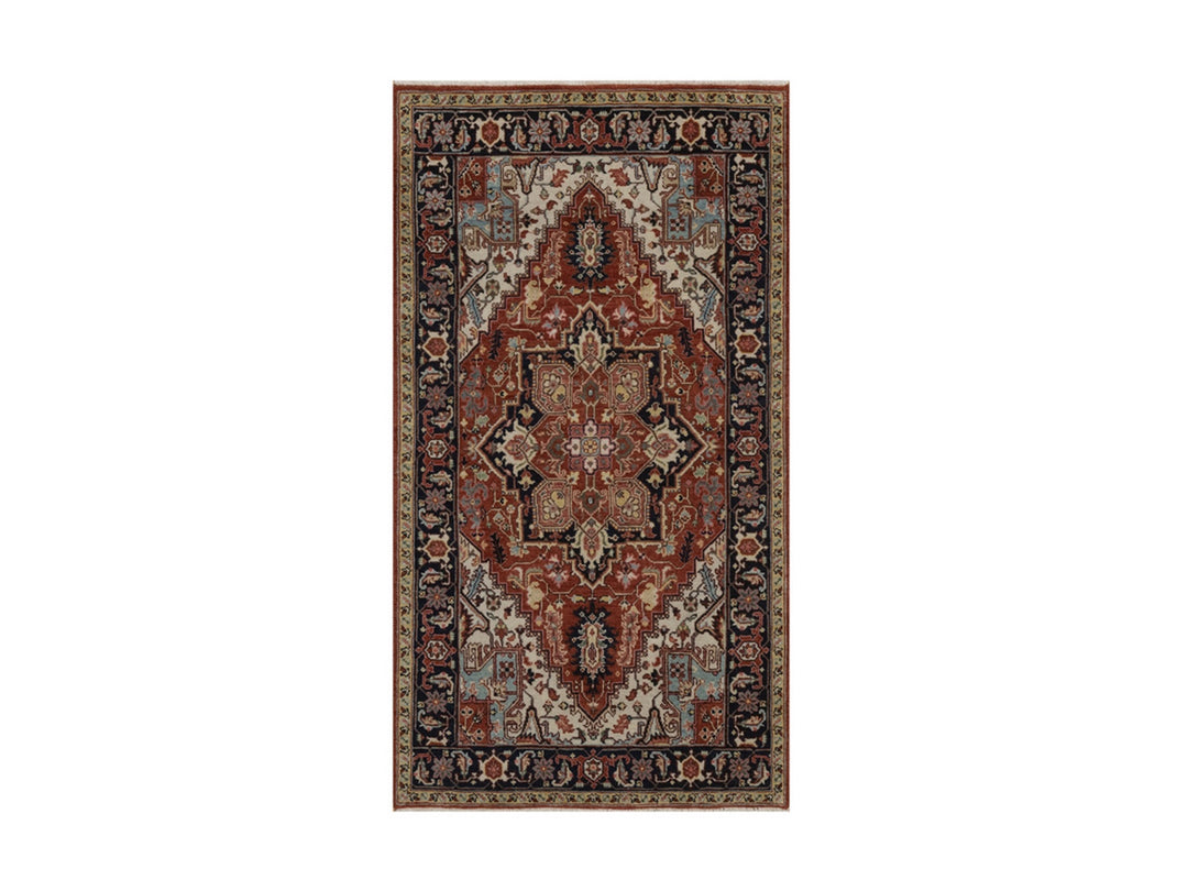 2'10" x 5'2" New Hand Knotted Red Wool Rectangle Oriental Rug - MOA10292816