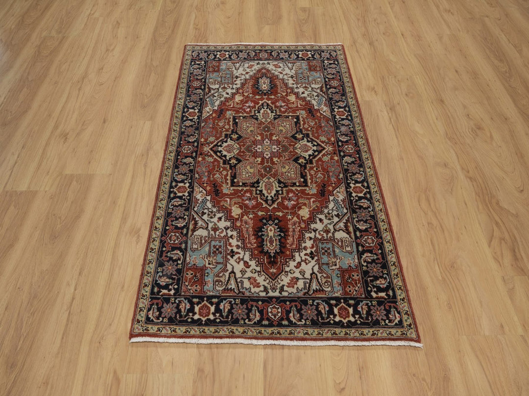 2'10" x 5'2" New Hand Knotted Red Wool Rectangle Oriental Rug - MOA10292816