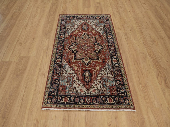 2'10" x 5'2" New Hand Knotted Red Wool Rectangle Oriental Rug - MOA10292816