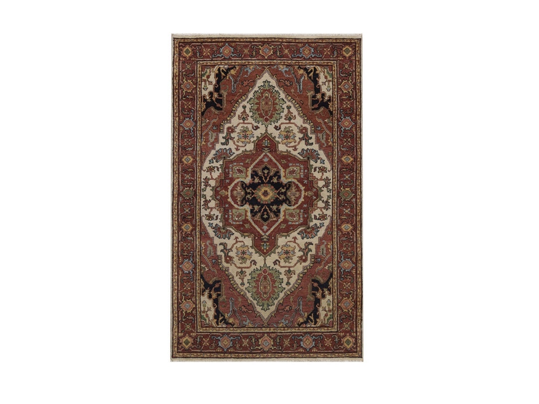 3'0" x 5'1" New Hand Knotted Ivory Wool Rectangle Oriental Rug - MOA10292818