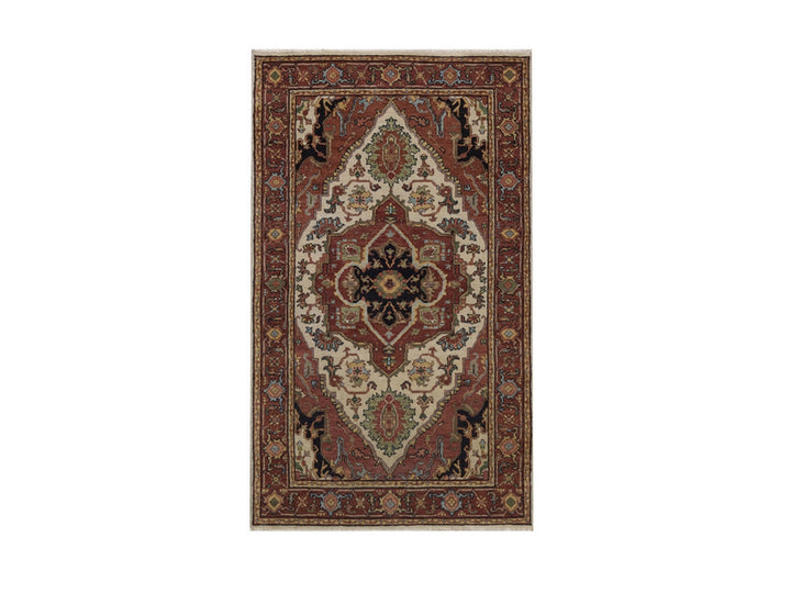 3'0" x 5'1" New Hand Knotted Ivory Wool Rectangle Oriental Rug - MOA10292818