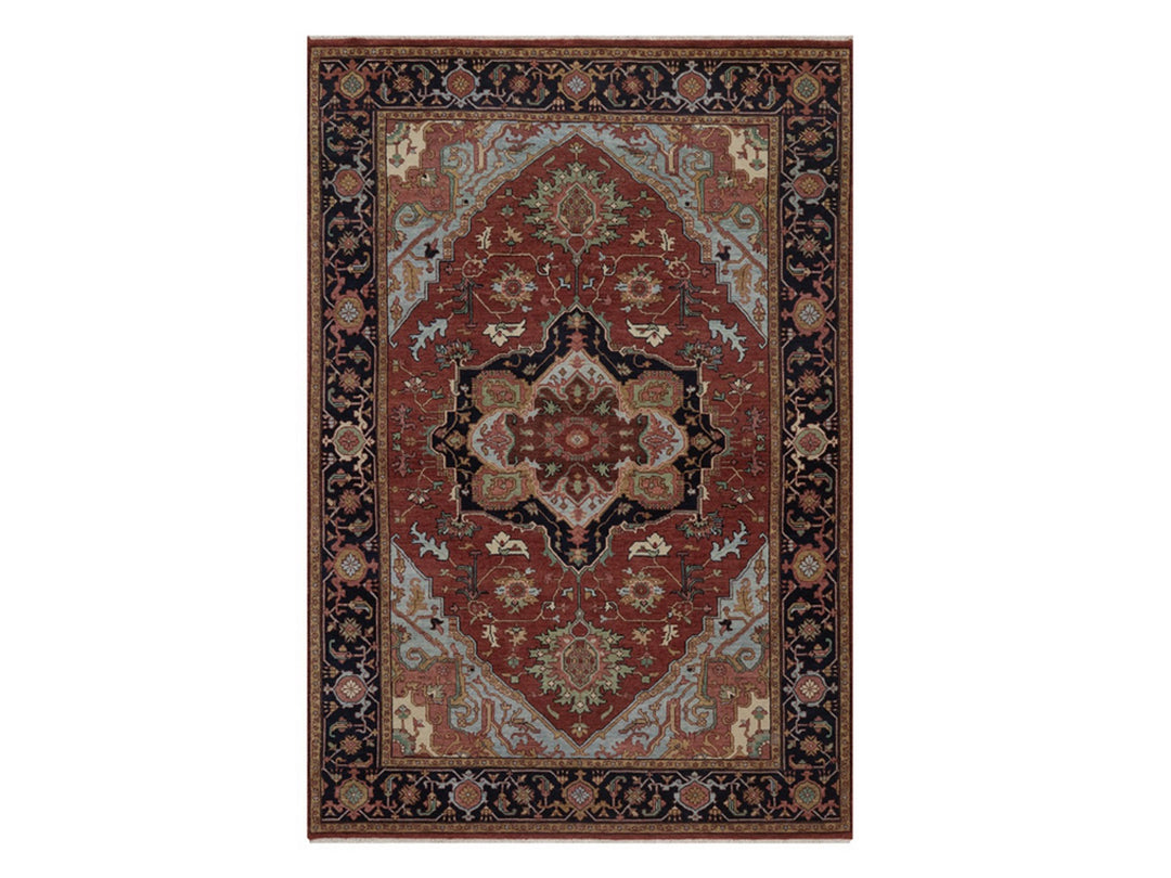 4'11" x 7'3" New Hand Knotted Red Wool Rectangle Oriental Rug - MOA10292819