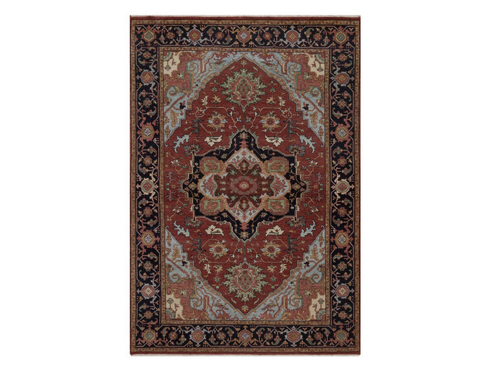 4'11" x 7'3" New Hand Knotted Red Wool Rectangle Oriental Rug - MOA10292819
