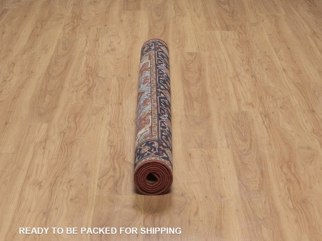 4'11" x 7'3" New Hand Knotted Red Wool Rectangle Oriental Rug - MOA10292819
