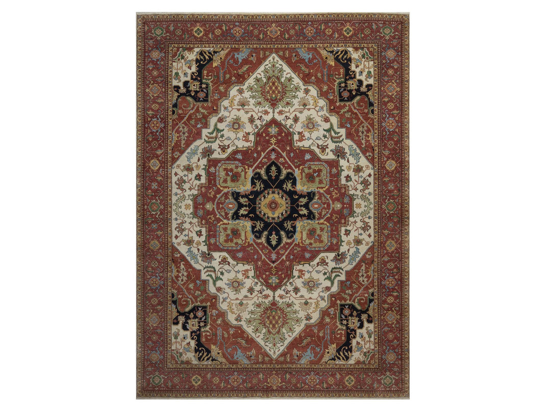 9'10" x 13'10" New Hand Knotted Ivory Wool Rectangle Oriental Rug - MOA10292820