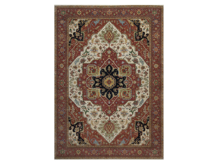 9'10" x 13'10" New Hand Knotted Ivory Wool Rectangle Oriental Rug - MOA10292820