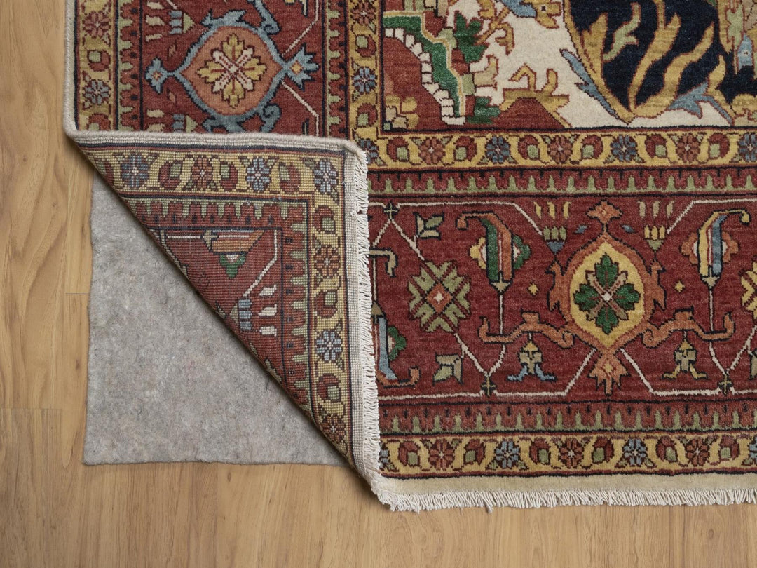 9'10" x 13'10" New Hand Knotted Ivory Wool Rectangle Oriental Rug - MOA10292820