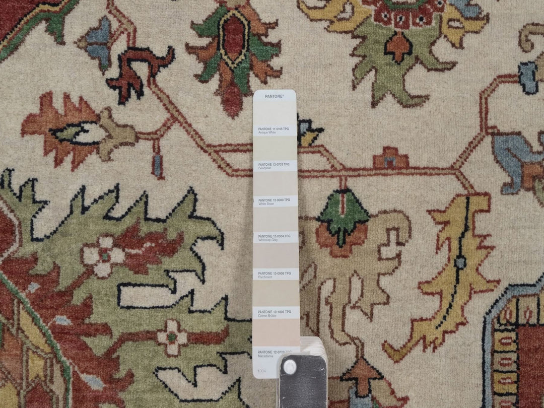 9'10" x 13'10" New Hand Knotted Ivory Wool Rectangle Oriental Rug - MOA10292820