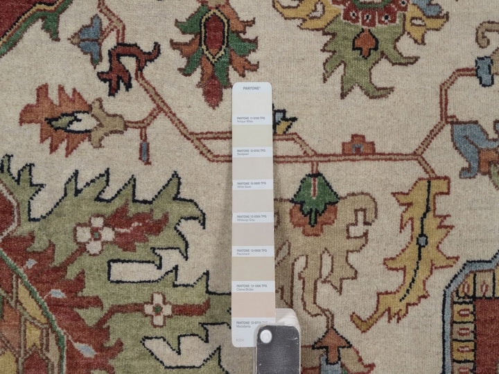 9'10" x 13'10" New Hand Knotted Ivory Wool Rectangle Oriental Rug - MOA10292820