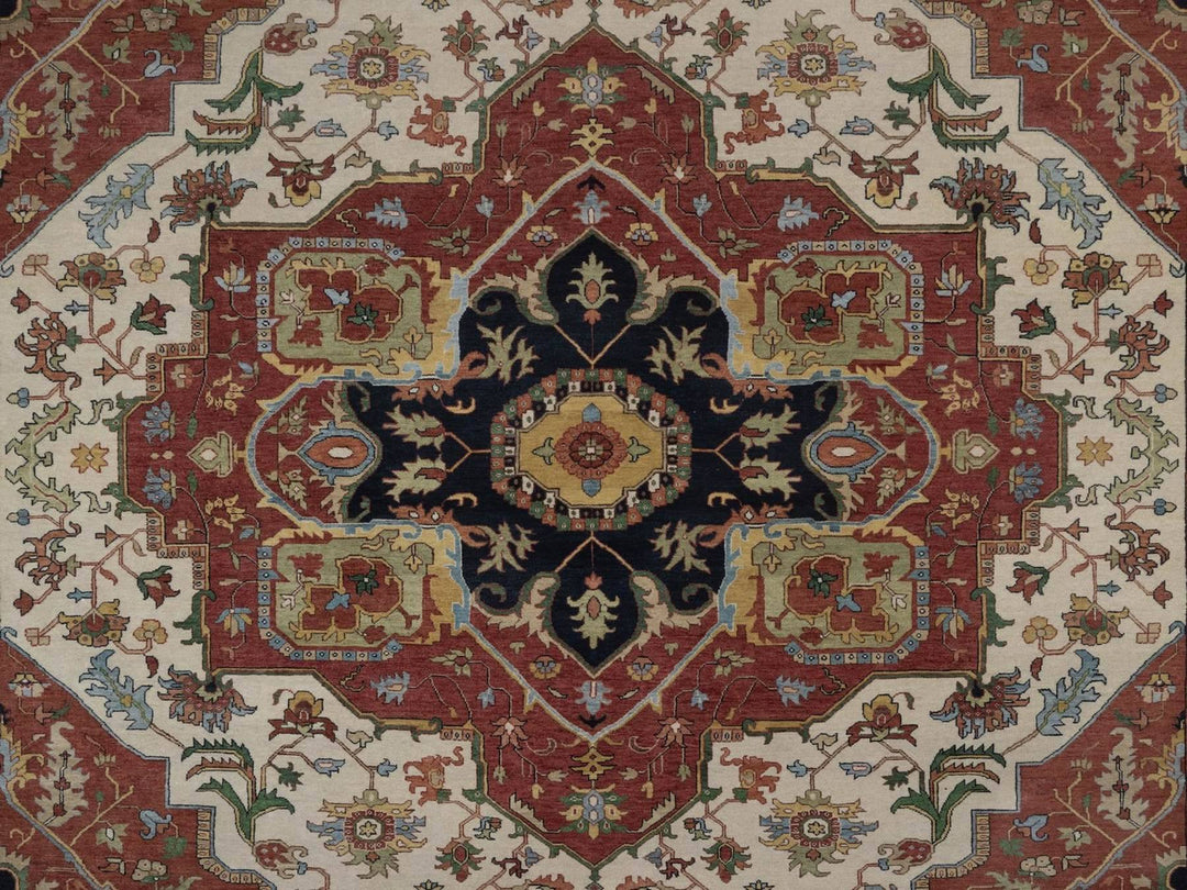 9'10" x 13'10" New Hand Knotted Ivory Wool Rectangle Oriental Rug - MOA10292820