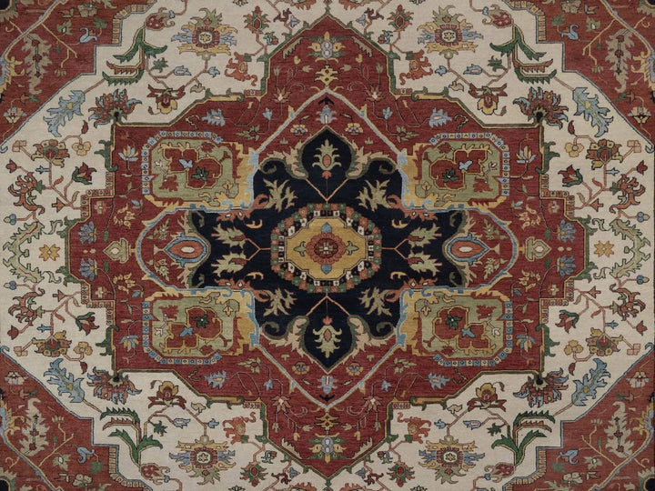 9'10" x 13'10" New Hand Knotted Ivory Wool Rectangle Oriental Rug - MOA10292820