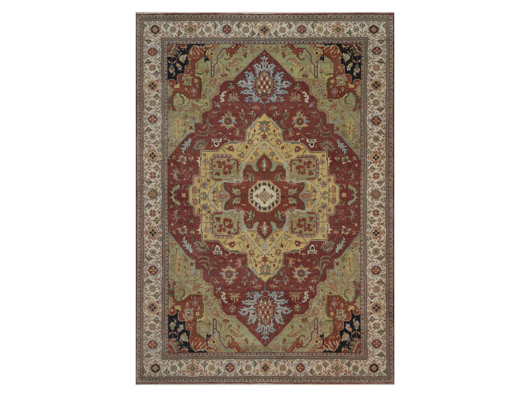 9'11" x 14'3" New Hand Knotted Red Wool Rectangle Oriental Rug - MOA10292821