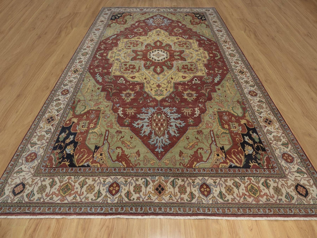 9'11" x 14'3" New Hand Knotted Red Wool Rectangle Oriental Rug - MOA10292821