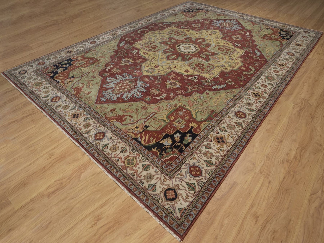 9'11" x 14'3" New Hand Knotted Red Wool Rectangle Oriental Rug - MOA10292821