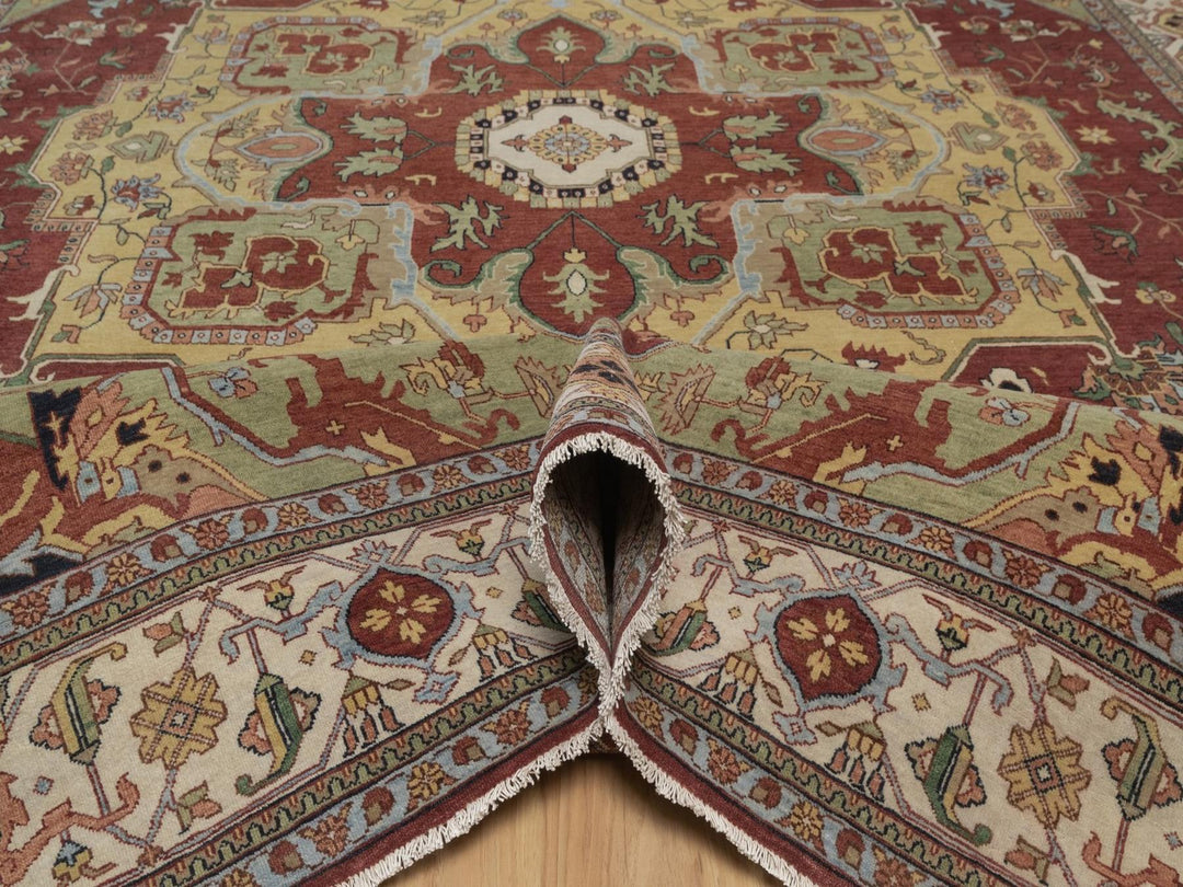 9'11" x 14'3" New Hand Knotted Red Wool Rectangle Oriental Rug - MOA10292821