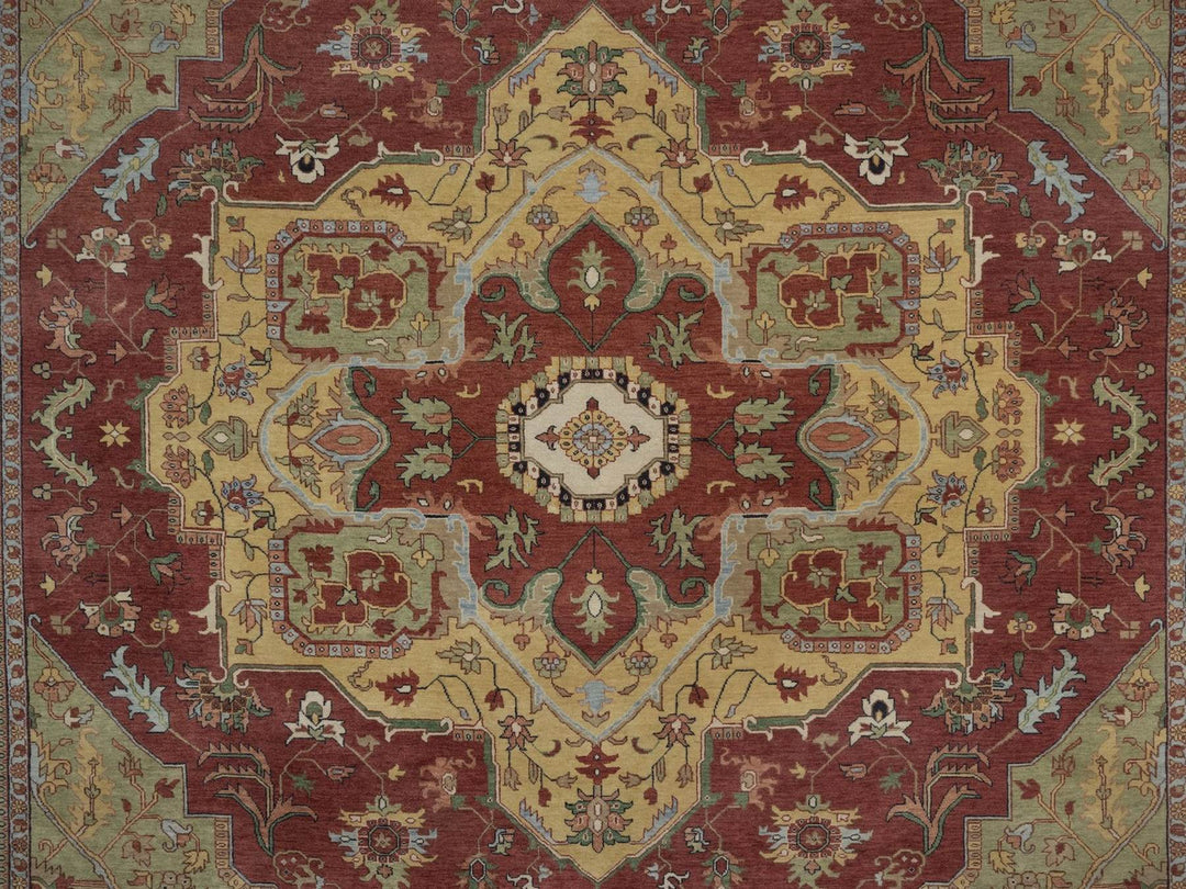 9'11" x 14'3" New Hand Knotted Red Wool Rectangle Oriental Rug - MOA10292821