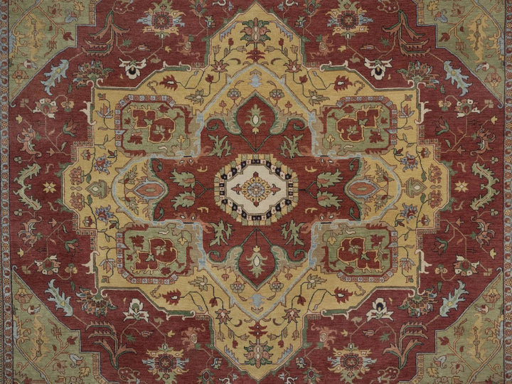 9'11" x 14'3" New Hand Knotted Red Wool Rectangle Oriental Rug - MOA10292821