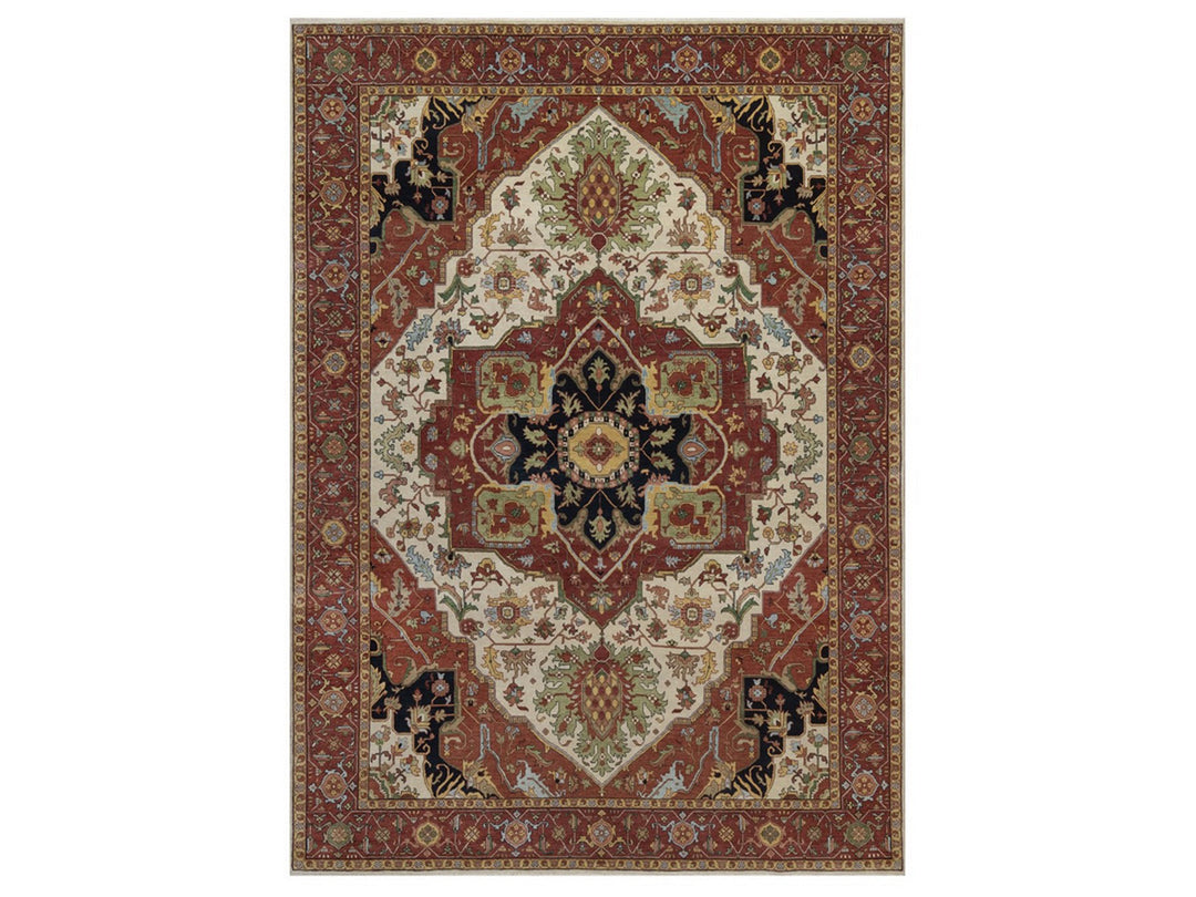8'8" x 12'0" New Hand Knotted Ivory Wool Rectangle Oriental Rug - MOA10292822