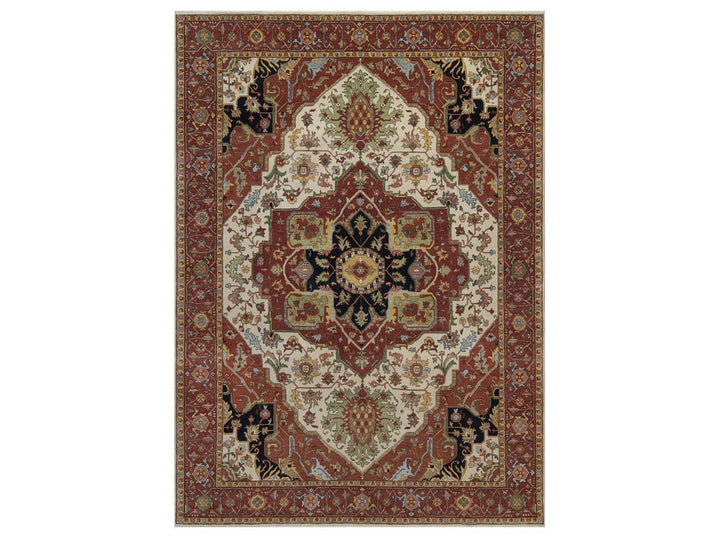 8'8" x 12'0" New Hand Knotted Ivory Wool Rectangle Oriental Rug - MOA10292822