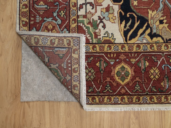 8'8" x 12'0" New Hand Knotted Ivory Wool Rectangle Oriental Rug - MOA10292822