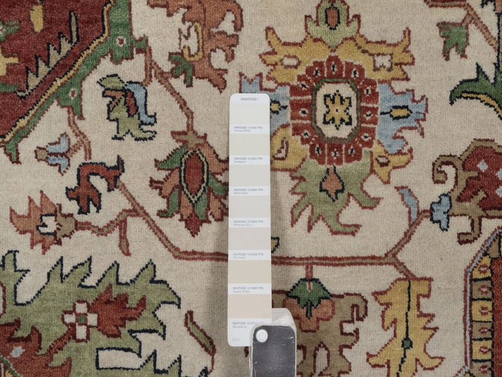 8'8" x 12'0" New Hand Knotted Ivory Wool Rectangle Oriental Rug - MOA10292822