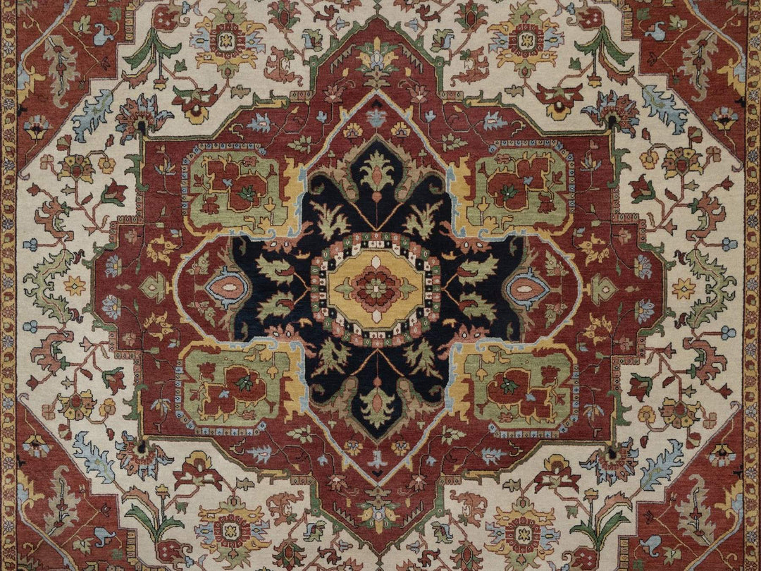 8'8" x 12'0" New Hand Knotted Ivory Wool Rectangle Oriental Rug - MOA10292822