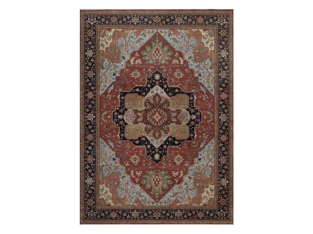 9'11" x 14'0" New Hand Knotted Red Wool Rectangle Oriental Rug - MOA10292823