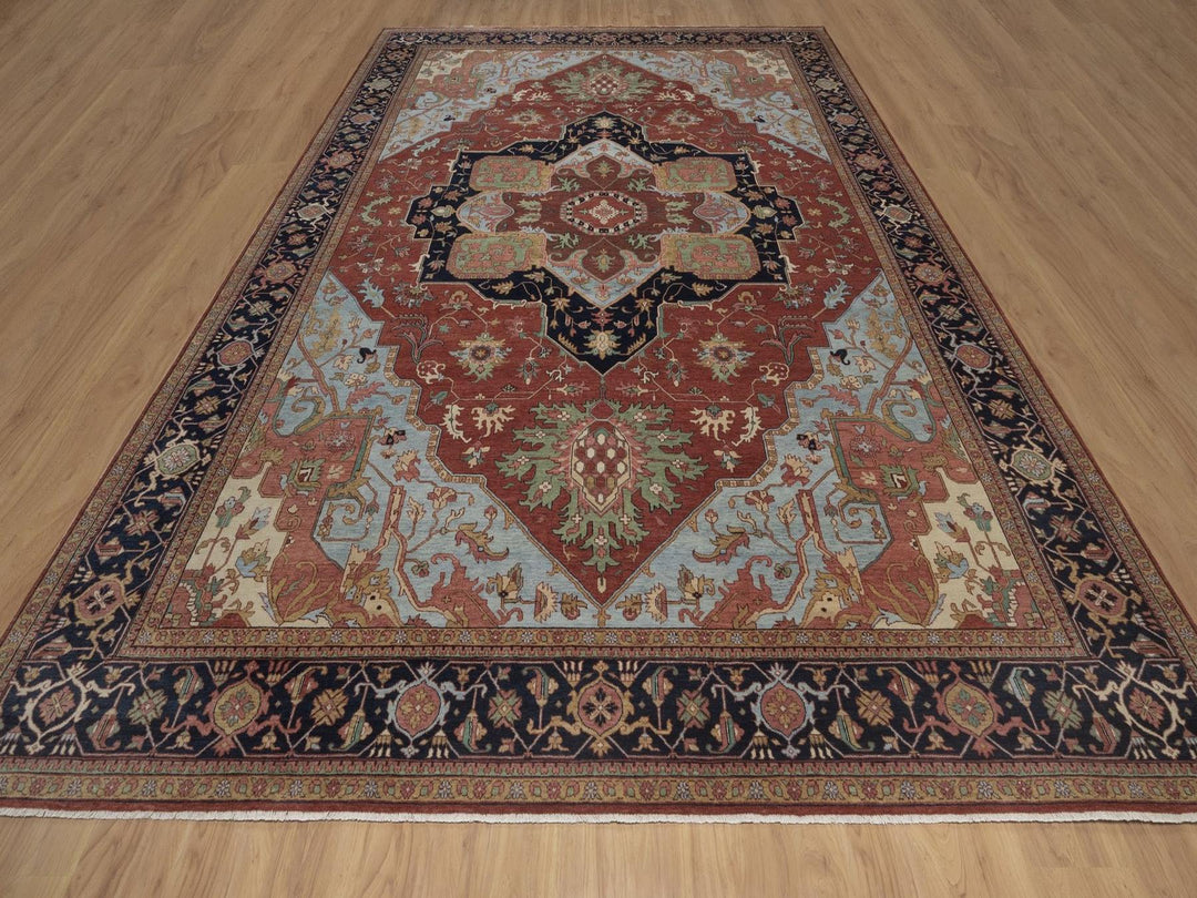 9'11" x 14'0" New Hand Knotted Red Wool Rectangle Oriental Rug - MOA10292823