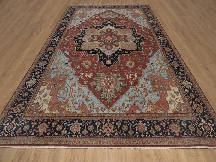 9'11" x 14'0" New Hand Knotted Red Wool Rectangle Oriental Rug - MOA10292823