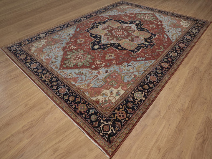 9'11" x 14'0" New Hand Knotted Red Wool Rectangle Oriental Rug - MOA10292823