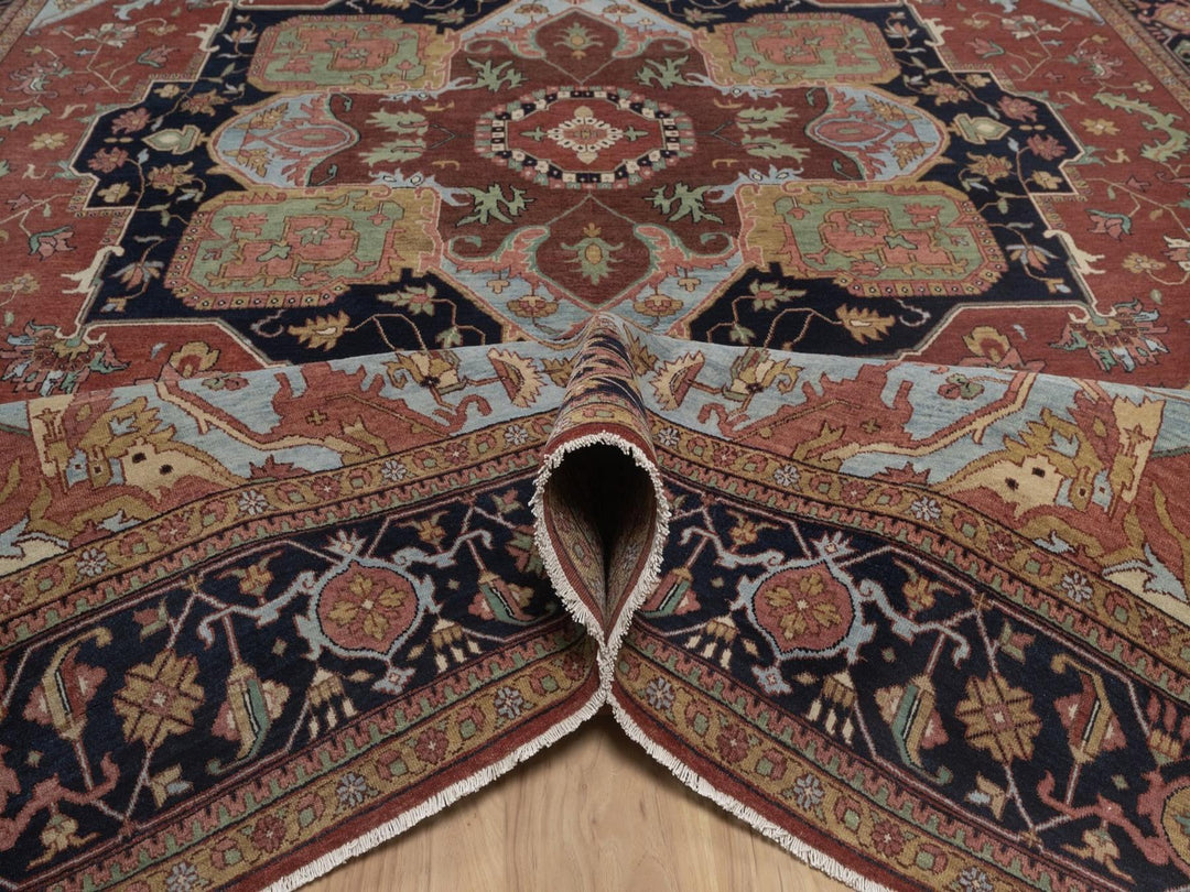 9'11" x 14'0" New Hand Knotted Red Wool Rectangle Oriental Rug - MOA10292823