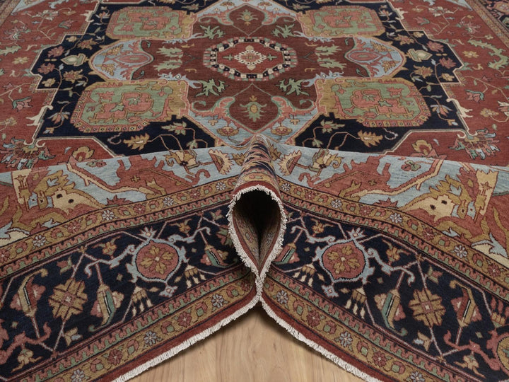 9'11" x 14'0" New Hand Knotted Red Wool Rectangle Oriental Rug - MOA10292823