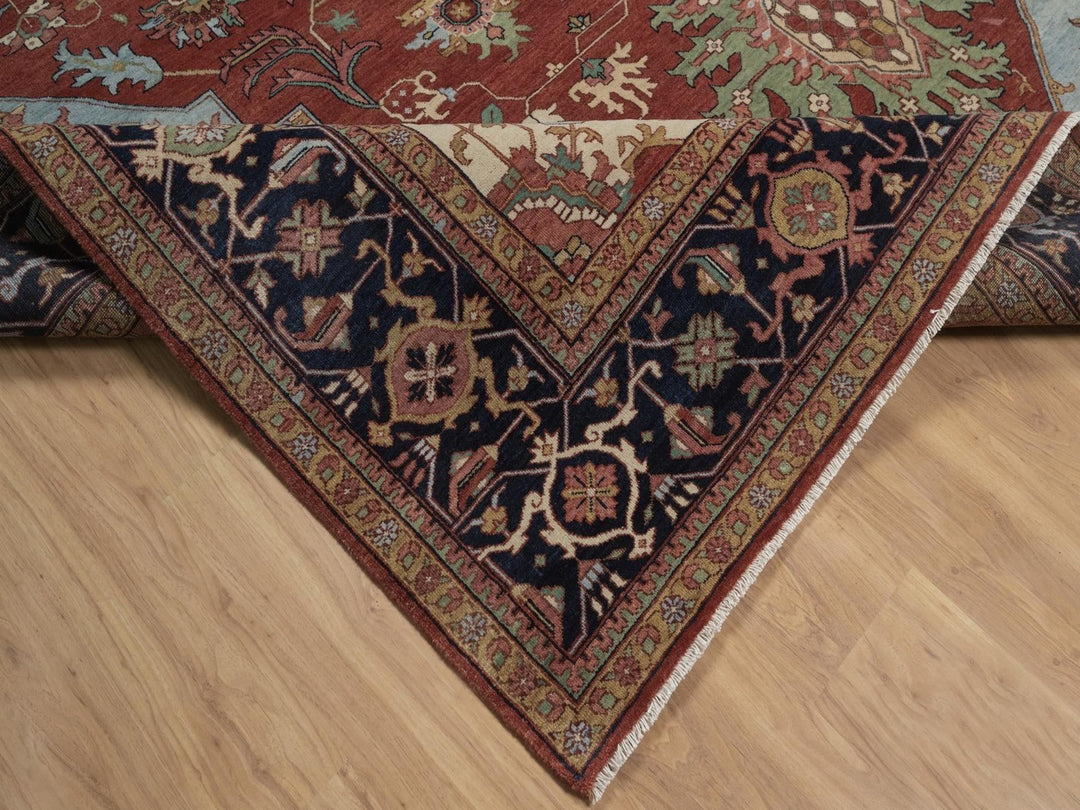 9'11" x 14'0" New Hand Knotted Red Wool Rectangle Oriental Rug - MOA10292823
