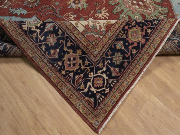 9'11" x 14'0" New Hand Knotted Red Wool Rectangle Oriental Rug - MOA10292823