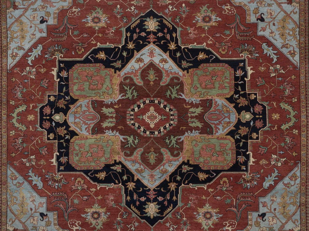 9'11" x 14'0" New Hand Knotted Red Wool Rectangle Oriental Rug - MOA10292823