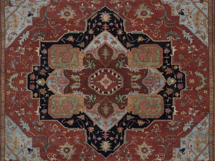 9'11" x 14'0" New Hand Knotted Red Wool Rectangle Oriental Rug - MOA10292823